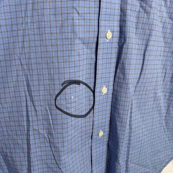 Lauren Ralph Lauren Mens Blue Checkered Button Down Long Sleeve 100% Cotton 16.5 - Picture 4 of 9